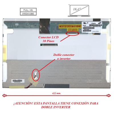 Pantalla para portátil LCD 18.4 30 pines Full HD doble lampara