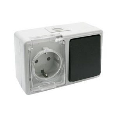 Base Enchufe Schuko Superficie Estanco con Conmutador IP54