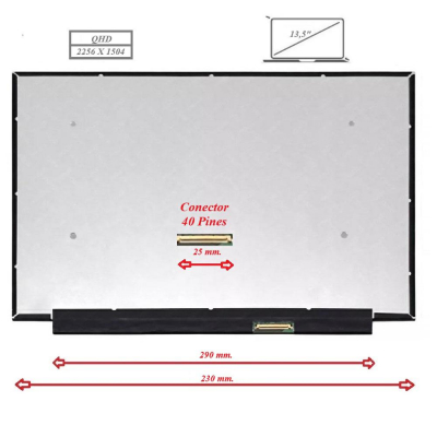 Pantalla para portátil LED 13.5\ Slim 40 pines QHD / Sin Brackets / 60Hz
