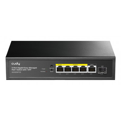 CUDY 5-Port Gigabit PoE+ Switch with 1 SFP Port 120W