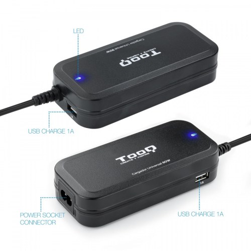 CARGADOR UNI PORTATIL TOOQ TQLC-90BS02AT 90W AUTO 2xUSB 12 C