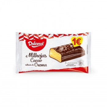 Dulcesol Milhojas Cacao y Crema 3U 150Grs