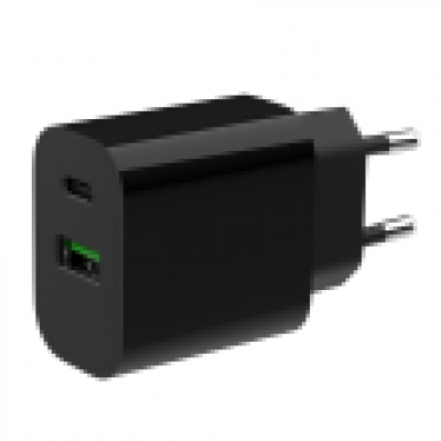 CARGADOR RAPIDO USB GEMBIRD DE 2 PUERTOS Y 20 W, NEGRO