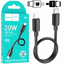 Hoco X96 Cable Hyper PD Lightning 0.25 Metros Black