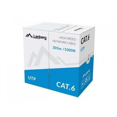 BOBINA CAT.6 LANBERG UTP 305M SOLID CU CPR + FLUKE PASSED GRIS