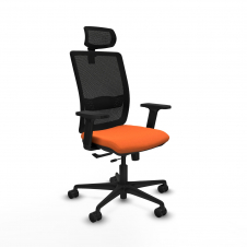 Piqueras y Crespo Haches traslack malla negra bali naranja brazos 2D base nailon cabecero malla 2D ruedas 65mm nailon