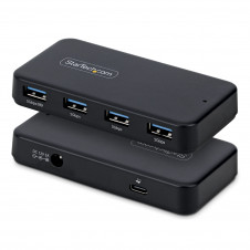 StarTech.com Hub Ladrón USB-A de 4 Puertos - 5Gbps - Autoalimentado - Cable Host 2 en 1 Tipo C y Tipo A - Puerto de Carga BC 1.2 - Adaptador de corri