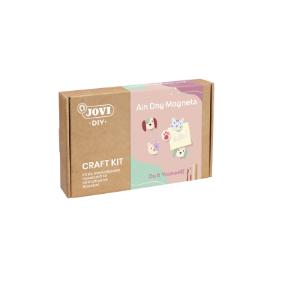 Jovi Diy Kit de Manualidades para Hacer Imanes con Pasta Endurecible Air Dry - Instrucciones Paso a Paso - Enlace a Video Tutorial - Incluye Herramientas de Modelaje - Pinturas Gouache - 9 Imanes - Co
