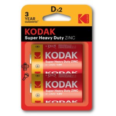 PILAS D KODAK EXTRA HEAVY DUTY ZINC LR20 PACK 2 UNIDADES 6000 mAh 1.5V (ecotasas incluidas)