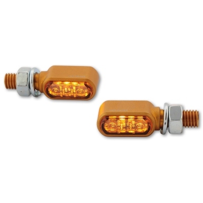 HIGHSIDER CNC LED indicators Little Bronx, gold, tinted glass, E-approved, pair 204-2864