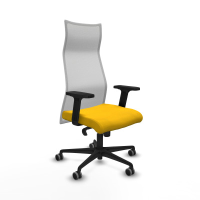 Albacete malla sincro malla blanca bali amarillo brazos 2D base nailon ruedas 65mm engomadas
