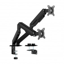 AISENS Soporte de Mesa Eco Contrapeso Giratorio e Inclinable para Monitor/TV 9kg (3 Pivotes, 2 Brazos) de 17-32, Negro