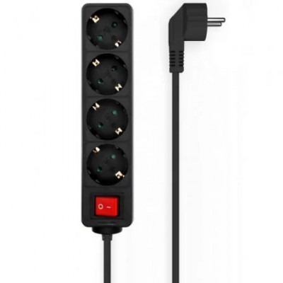 Regleta con Interruptor Aisens A154-0650/ 4 Tomas de Corriente/ Negro