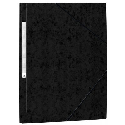 Mariola Carpeta de Carton Simil Prespan con Etiqueta en Lomo Folio 500gr/m2 - Medidas 34x25cm - Cierre con Goma Elastica - Color Negro