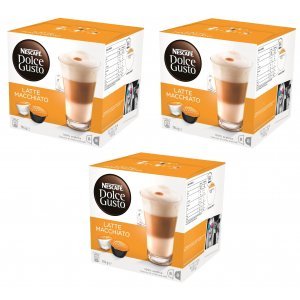 Pack de 3 cajas Dolce Gusto LATTE MACCHIATO, 16 unidades por caja, 48 cápsulas de café en total