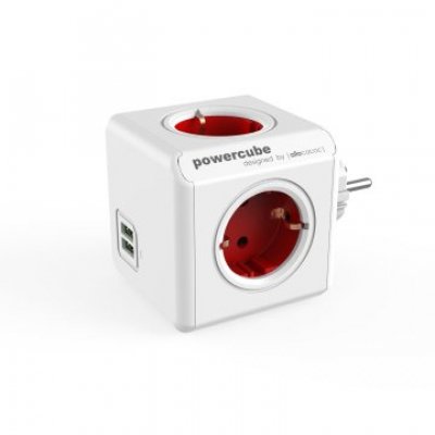 POWERCUBE ORIGINAL 2 USB 5 TOMAS DE CORRIENTE. REGLETA COLOR WHITE/RED