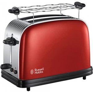 Tostador Russell Hobbs 2333056, 1670W, 2 ranuras, rojo e inox
