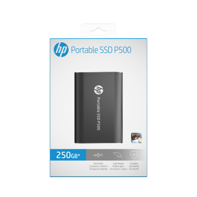 DISCO EXTERNO HP SSD P500 250GB NEGRO - USB TIPO-C 3.1 - LECTURA 350MB/S - ESCRITURA 210MB/S