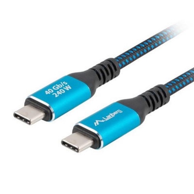 Cable usb tipo c 4.0 lanberg - macho - macho 240w - 8k - 60hz - 2m - azul