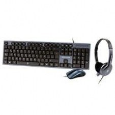 TECLADO/MOUSE USB Y DIADEMA 3.5MM PERFECT CHOICE AZUL