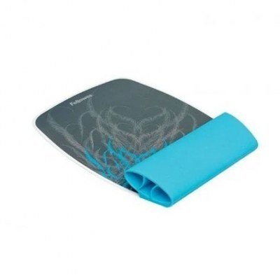 ALFOMBRILLA CON REPOSAMUÑECAS FELLOWES 9362201 ONDAS GRIS AZULADO - DISEÑO EN SILICONA - EFECTO BALANCEO EN LAS MUÑECAS - DISEÑO ELEGANTE Y MODERNO