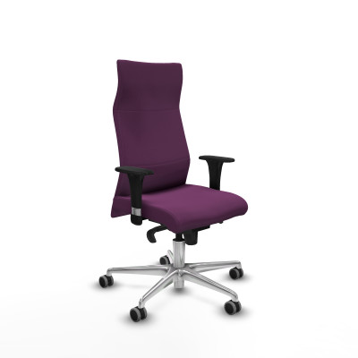 Albacete dirección sincro similpiel morado brazos 1D cromados base aluminio ruedas 65 engomadas