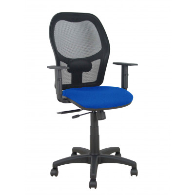 Silla Alocén traslack malla negra asiento bali azul brazos regulables