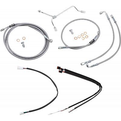 Kit completo de cable de manillar/línea de freno en acero inoxidable trenzado BURLY BRAND B30-1164