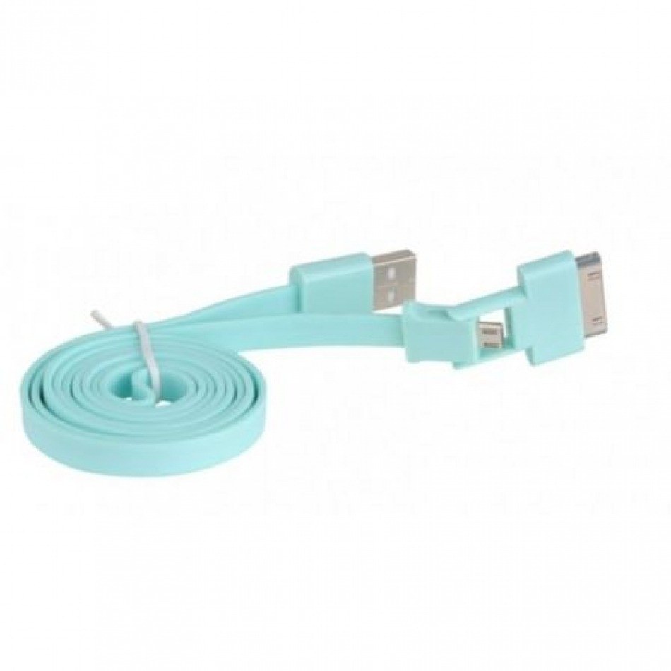 Cable USB 2.0 3GO C116/ MicroUSB Macho - Apple 30 Pines/ 1m/ Verde