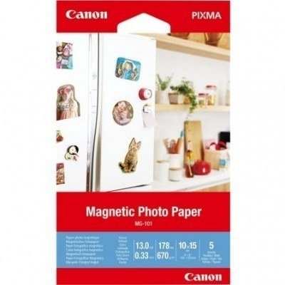 Papel Fotográfico Magnético Canon MG-101/ 10 x 15cm/ 670g/ 5 Hojas/ Brillante