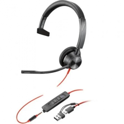 HP Poly Headset Blackwire C3315-M Mono USB-C/A & 3,5 mm Teams