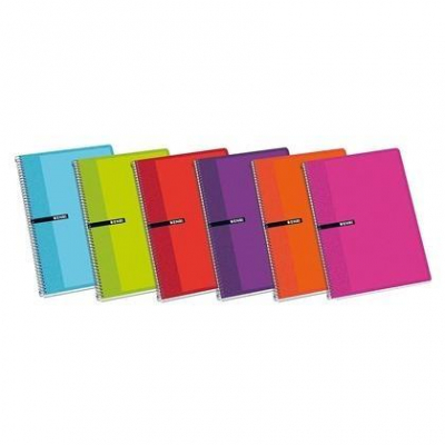 ENRI CUADERNO ESPIRAL 80 HOJAS 4X4 CON MARGEN TAPAS BLANDAS 4º COLORES -10U-