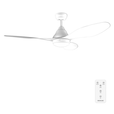 Cecotec EnergySilence Aero 5200 White Ventilador de Techo con 3 Aspas y Luz Integrada - 62W - Diametro de 48 - LED de 18W - Mando a Distancia - 3 Velocidades - Temporizador Programable - Color Blanco