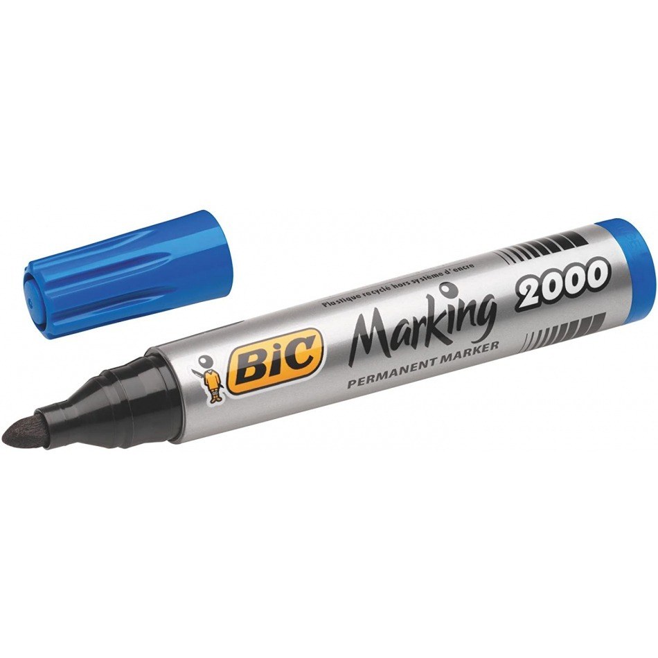 Bic Marking 2000 Ecolutions Rotulador Permanente - Punta de 4.95 mm - Tinta con Base de Alcohol - Ecologico - Secado Rapido - Color Azul
