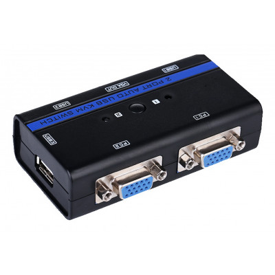 Aisens Conmutador Kvm Vga Usb 1U-2Pc+Cable Negro