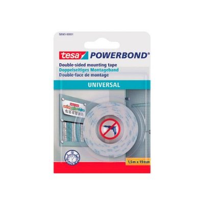 TESA Cinta adhesiva Tesa Powerbond doble cara universal 1,5mx19mm