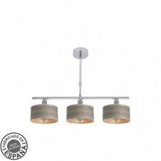 Lampara Gilda 3xe14 Cromo/madera Gris Regx55x14 Cm