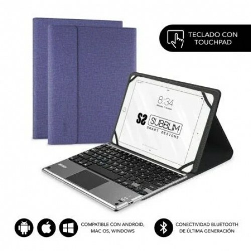 Funda con Teclado Subblim Keytab Pro Bluetooth Touchpad para Tablets de 10.1/ Purpura