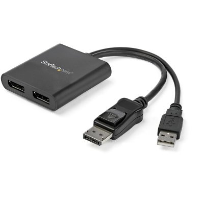 Hub MST de 2 Puertos DisplayPort 1.2 - Divisor Splitter DP de 2 Monitores - Adaptador DP a 2x DisplayPort 4K 30Hz - Alimentado por USB - Windows Solamente