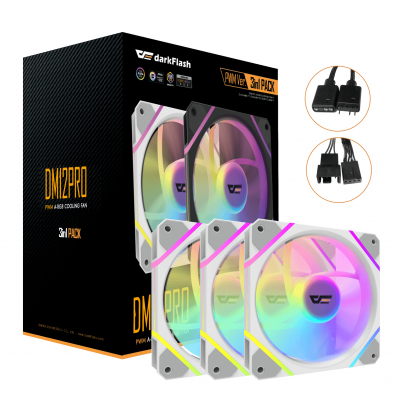 DF-DM12 PRO 3IN1-W-ES1 sistema de refrigeración para ordenador Carcasa del ordenador Refrigerador de aire 12 cm Blanco