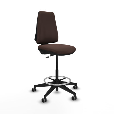 Taburete Elche CP similpiel marrón oscuro base piramidal ruedas 65mm engomadas
