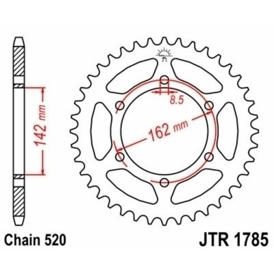 Corona JT SPROCKETS acero estándar 1785 - Paso 520 JTR1785.48