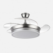 Ventilador Dc Bayomo Niquel 59w 6980lm 91d 4asp.desplegables 3000-4000-6000k Remoto, Regulable Intensidad, Temporizador, Memoria