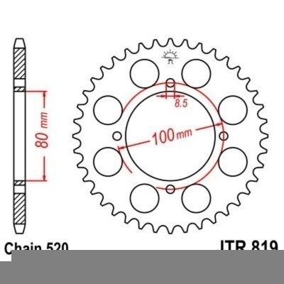 Corona JT 819 de acero con 47 dientes JTR819.47