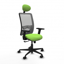 Piqueras y Crespo Zulema sincro malla gris bali pistacho brazos 2D base nailon cabecero fijo ruedas 65mm nailon