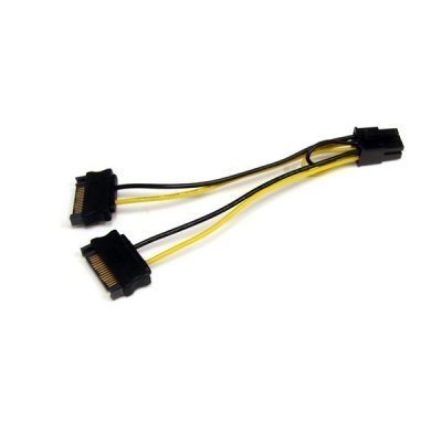 Cable Adaptador 15cm Alimentación SATA a Conector 6 Pines de Corriente de Tarjeta Gráfica PCI Express PCIe