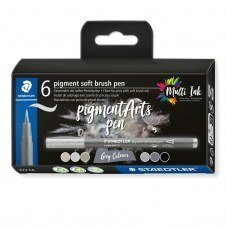 Staedtler Pigment Arts Soft Brush Pen Grey Colors rotulador Gris 6 pieza(s)