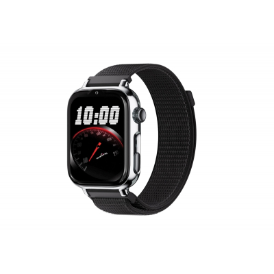 Savefamily Reloj Inteligente Infantil SaveWatch Plus 2 - Pantalla Amoled - Carcasa Plateada - Correa Tela Negra