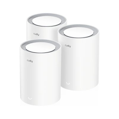 Cudy AX3000 Pack de 3 Sistemas WiFi 6 Mesh AX3000 2.5G Dual Band - Admite Ancho de Banda de 20/40/80/160MHz - 1x Puerto LAN 10/100/1000Mbps, 1x Puerto WAN 2.5Gbps - 5 Antenas Internas