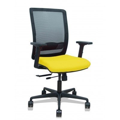 Silla Haches traslack malla negra asiento bali amarillo brazos 2D ruedas 65mm